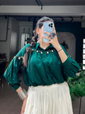 Stylist Chinon Shirt With Khadi Cotton Lehenga