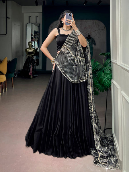 Black Color Moonga SIlk Chaniya Choli