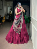 Magenta Pink Color Rayon Lehenga