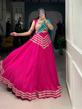 Pink Color Sequince Lace Touch Up Rayon Lehenga Choli