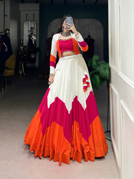 White Color Plain Rayon Chaniya Choli