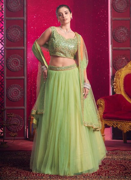 Dark  Pista Green Designer Classic Lehenga Choli - women's fashion mart
