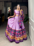 Tussar Silk Patola Printed Foil Worked Lehenga Set -Lehenga Choli Black / Semi Stitched women's fashion mart