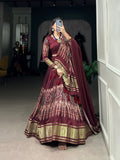 Maroon Color Digital Print With Lagadi Patta Gaji Silk Lehenga Choli - women's fashion mart