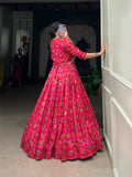 Pink Color Floral Print With Gota Patti Touch up Tussar Silk Two piece Chaniya Choli - women's fashion mart