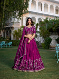 Wine Color Sequins And Thread Embroidery Work Vichitra Silk Lehenga Choli - women's fashion mart