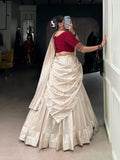Maroon Color Viscose Border Poly Tasar Lehenga Choli