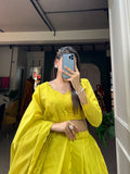 Parrot Color Hand Made Flower Rajwadi Chanderi Silk Lehenga Choli - women's fashion mart