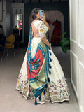 Peacock Design Sequins And Thread Embroidery Work Khadi Cotton Chaniya Choli - women's fashion mart