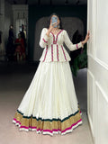 White Color Embossed Design Lace Touch Up Rayon Lehenga Choli - women's fashion mart