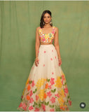 White Premium Taby Silk With Beautiful Floral Print With Heavy Cancan Lehenga - INSPIRED | Ready To Wear - women's fashion mart
