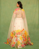 White Premium Taby Silk With Beautiful Floral Print With Heavy Cancan Lehenga - INSPIRED | Ready To Wear - women's fashion mart