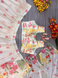 White Premium Taby Silk With Beautiful Floral Print With Heavy Cancan Lehenga - INSPIRED | Ready To Wear - women's fashion mart