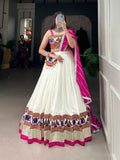 White Pure Rayon Gamthi Worked Lehenga Choli Set -Lehenga Choli XS women's fashion mart