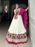 White Pure Rayon Gamthi Worked Lehenga Choli Set -Lehenga Choli XS women's fashion mart