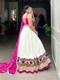 White Pure Rayon Gamthi Worked Lehenga Choli Set -Lehenga Choli XS women's fashion mart