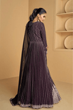 Wine color Full Length Gown With embroidery work - women's fashion mart