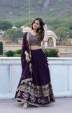 Wine color Georgette Flared Lehenga Choli with dupatta -Lehenga Choli Wine / Semi Stitched women's fashion mart