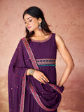 Wine Color Georgette Suit With Dupatta - women's fashion mart