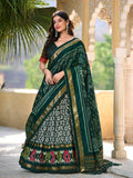 Green Color Ikkat Print With Foil Work Tussar Silk Lehenga Choli - women's fashion mart