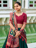 Green Color Patola Print With Foil Work Tussar Silk Lehenga Choli - women's fashion mart