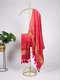 Red Color Bandhej Printed Gaji Silk Dupatta With Tassels -fancy dupatta Default Title women's fashion mart