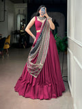 Magenta Pink Color Rayon Lehenga