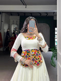 White Color Mult Patch With Lace Touch Up Rayon Chaniya Choli