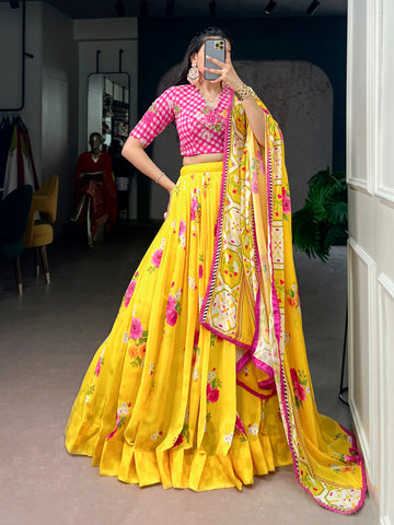 Haldi Rasam Wear Floral Chaniya Choli