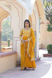 Yellow Georgette Ruffle gown with dupatta -Gowns S / Yellow women's fashion mart