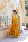 Yellow Georgette Ruffle gown with dupatta -Gowns S / Yellow women's fashion mart