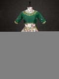 Green Color Digital Printed Zarna Silk South Indian Lehenga Choli Set
